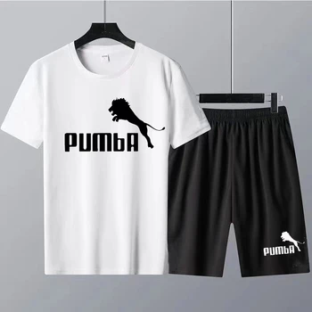 Verão Puro Luxo Camisetas de Algodão Shorts Camisetas masculinas Conjuntos de Esporte de Treino de Manga Curta Impressão em Camiseta de 2 peças Frete Grátis