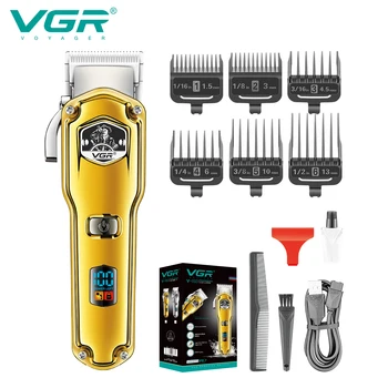 VGR Aparador de Pêlos Impermeável de Cabelo Máquina de Corte do fio de Cabelo Clipper Ajustável Corte de cabelo de Metal da Máquina Clipper para Homens V-693