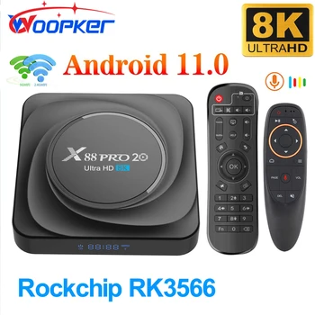 Woopker Caixa de TV Android 11 X88 Pro 20 Rockchip RK3566 8GB de RAM, 128 gb de ROM Smart TV Caixa de 8K 2,4 G DE 5,8 G WIFI Controlo de Voz e de Set-Top Box